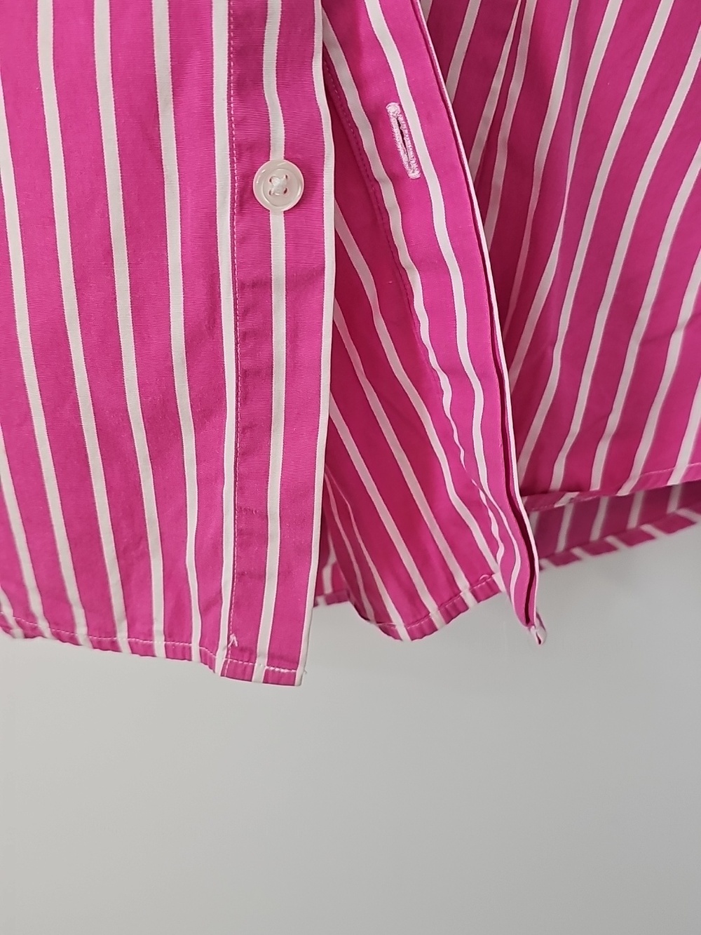 Ralph Lauren Pink Striped‎ 100% Cotton Puff Sleeved Button Front Blouse Classic - Picture 5 of 9